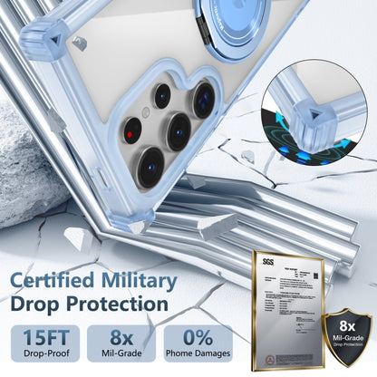 For Samsung Galaxy Note20 Ultra 5G Gold Shield CD Pattern MagSafe Magnetic Phone Case with Rotating Stand(Transparent Blue) by buy2fix