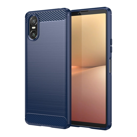 For Sony Xperia 10 VI Brushed Texture Carbon Fiber TPU Phone Case(Blue)