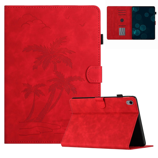 For iPad 2025 / 2022 Coconut Tree Embossed Smart Leather Tablet Case(Red) - iPad 2025 / 2022 Cases by buy2fix | Online Shopping UK | buy2fix