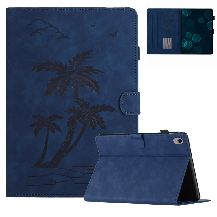 For iPad 2025 / 2022 Coconut Tree Embossed Smart Leather Tablet Case(Blue) - iPad 2025 / 2022 Cases by buy2fix | Online Shopping UK | buy2fix