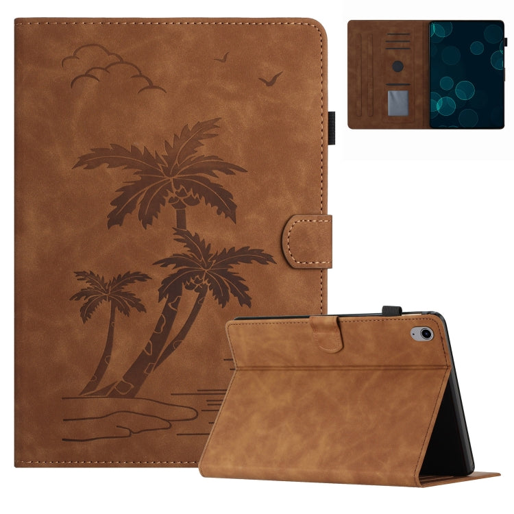 For iPad 2025 / 2022 Coconut Tree Embossed Smart Leather Tablet Case(Brown) - iPad 2025 / 2022 Cases by buy2fix | Online Shopping UK | buy2fix
