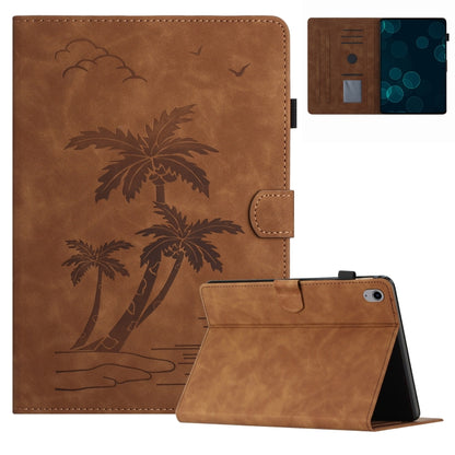 For iPad 2025 / 2022 Coconut Tree Embossed Smart Leather Tablet Case(Brown) - iPad 2025 / 2022 Cases by buy2fix | Online Shopping UK | buy2fix