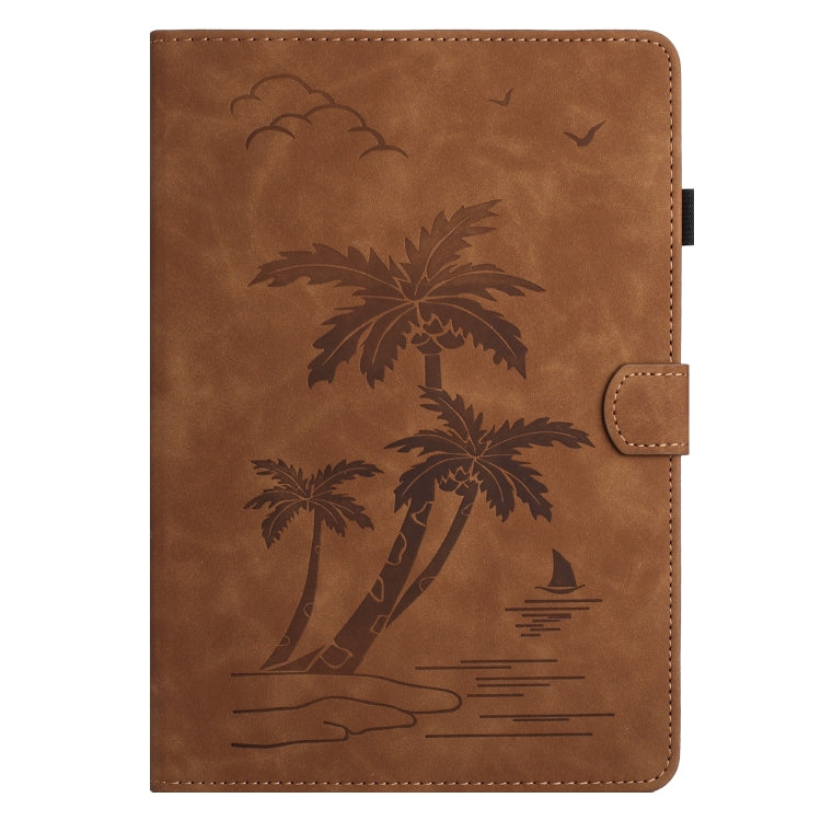 For iPad 2025 / 2022 Coconut Tree Embossed Smart Leather Tablet Case(Brown) - iPad 2025 / 2022 Cases by buy2fix | Online Shopping UK | buy2fix