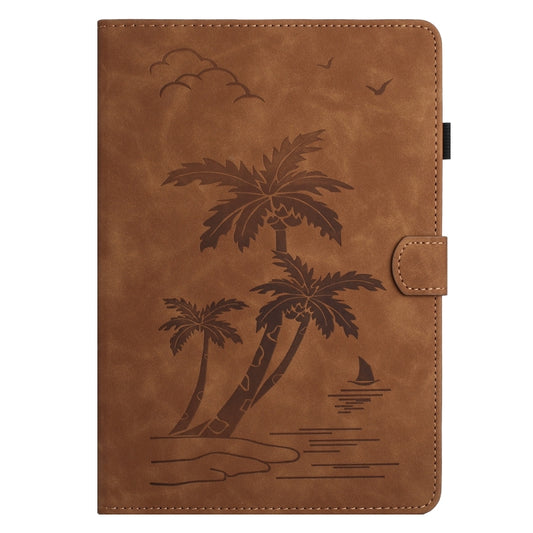 For iPad 2025 / 2022 Coconut Tree Embossed Smart Leather Tablet Case(Brown) - iPad 2025 / 2022 Cases by buy2fix | Online Shopping UK | buy2fix