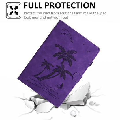 For iPad 2025 / 2022 Coconut Tree Embossed Smart Leather Tablet Case(Purple) - iPad 2025 / 2022 Cases by buy2fix | Online Shopping UK | buy2fix