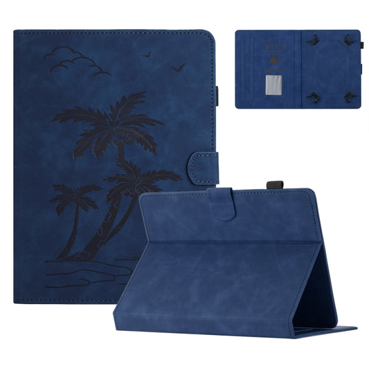 For 8 inch Universal Coconut Tree Embossed Leather Tablet Case(Blue) - 8 inch by buy2fix | Online Shopping UK | buy2fix