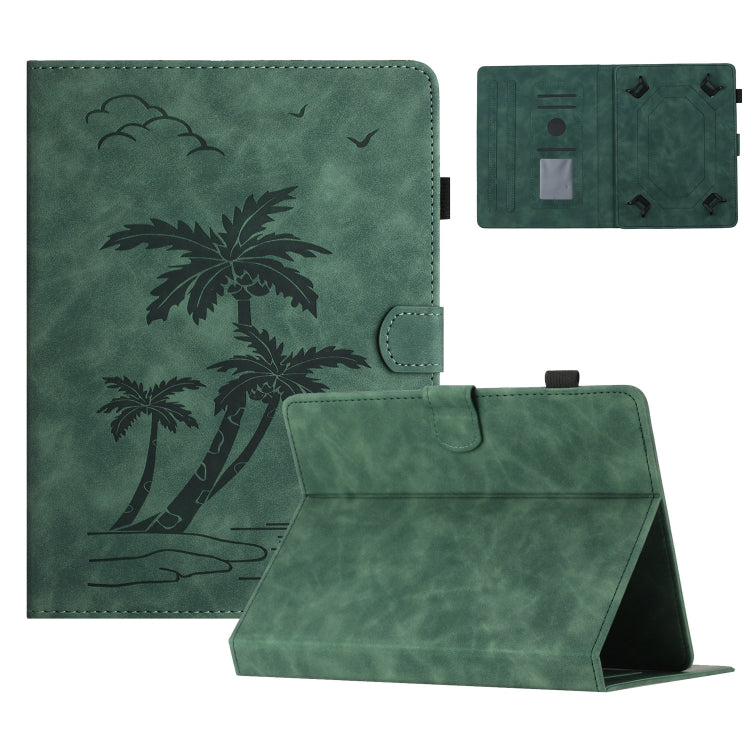 For 8 inch Universal Coconut Tree Embossed Leather Tablet Case(Green) - 8 inch by buy2fix | Online Shopping UK | buy2fix