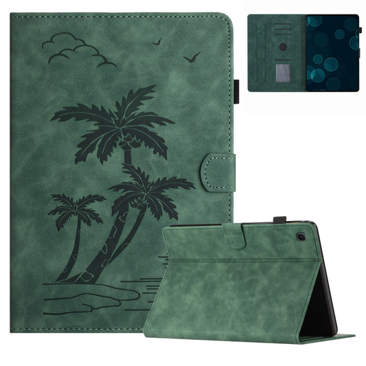 For Samsung Galaxy Tab S5e T720/T725 Coconut Tree Embossed Smart Leather Tablet Case(Green) by buy2fix