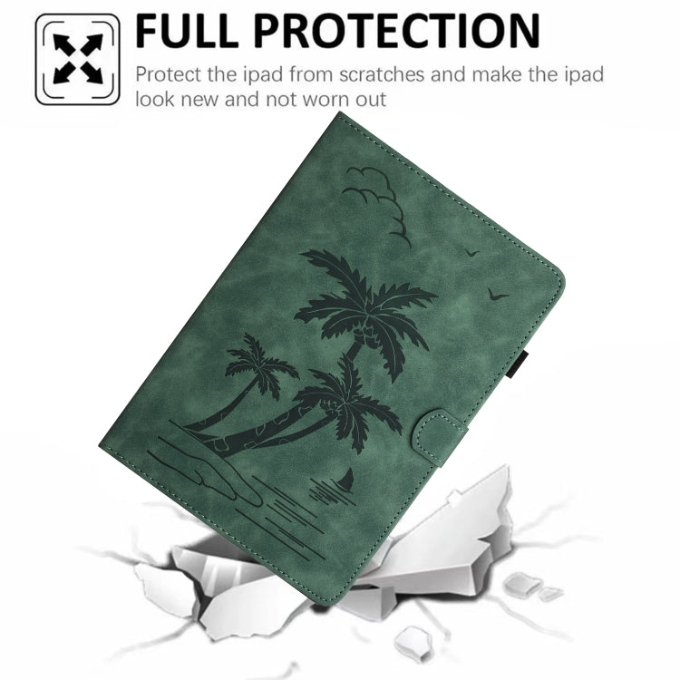 For Samsung Galaxy Tab S5e T720/T725 Coconut Tree Embossed Smart Leather Tablet Case(Green) by buy2fix