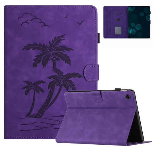 For Samsung Galaxy Tab A11+ / A9+ X210/X216 Coconut Tree Embossed Smart Leather Tablet Case(Purple) by buy2fix