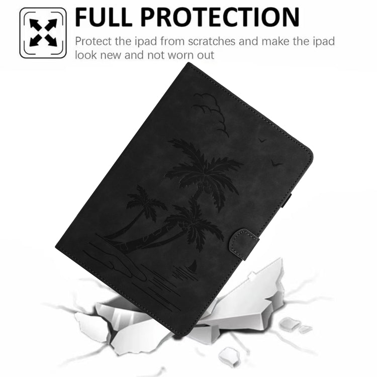 For Samsung Galaxy Tab S8 X700/X706 Coconut Tree Embossed Smart Leather Tablet Case(Black) by buy2fix