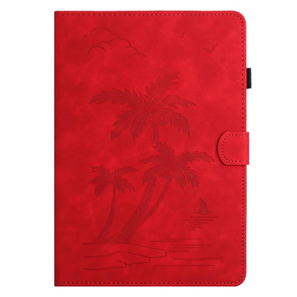 For Samsung Galaxy Tab S8 X700/X706 Coconut Tree Embossed Smart Leather Tablet Case(Red) by buy2fix