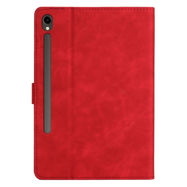 For Samsung Galaxy Tab S8 X700/X706 Coconut Tree Embossed Smart Leather Tablet Case(Red) by buy2fix