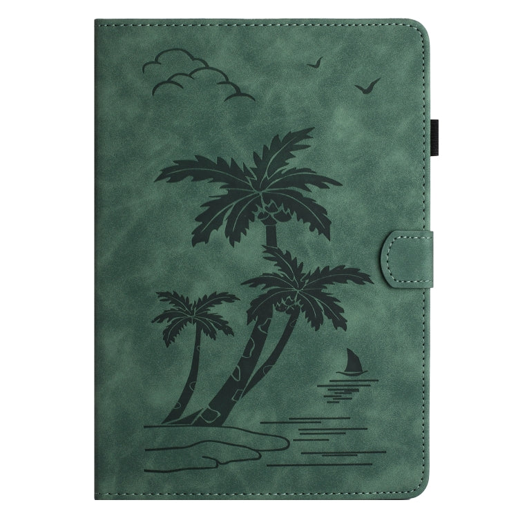 For Samsung Galaxy Tab S8 X700/X706 Coconut Tree Embossed Smart Leather Tablet Case(Green) by buy2fix