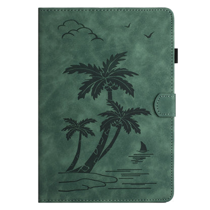 For Samsung Galaxy Tab S8 X700/X706 Coconut Tree Embossed Smart Leather Tablet Case(Green) by buy2fix