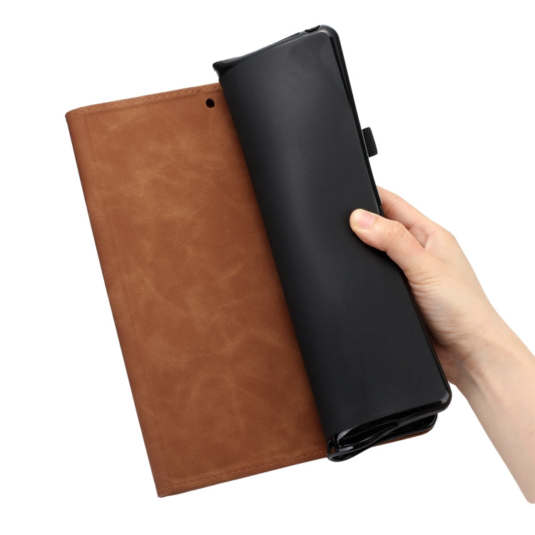 For Samsung Galaxy Tab S8 X700/X706 Coconut Tree Embossed Smart Leather Tablet Case(Brown) by buy2fix