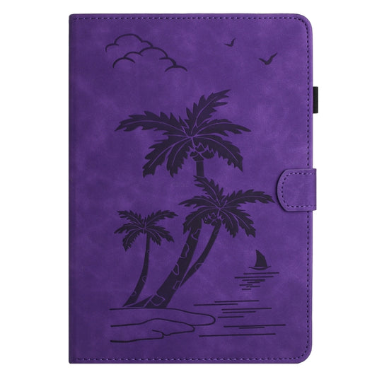 For Samsung Galaxy Tab S8 X700/X706 Coconut Tree Embossed Smart Leather Tablet Case(Purple) by buy2fix