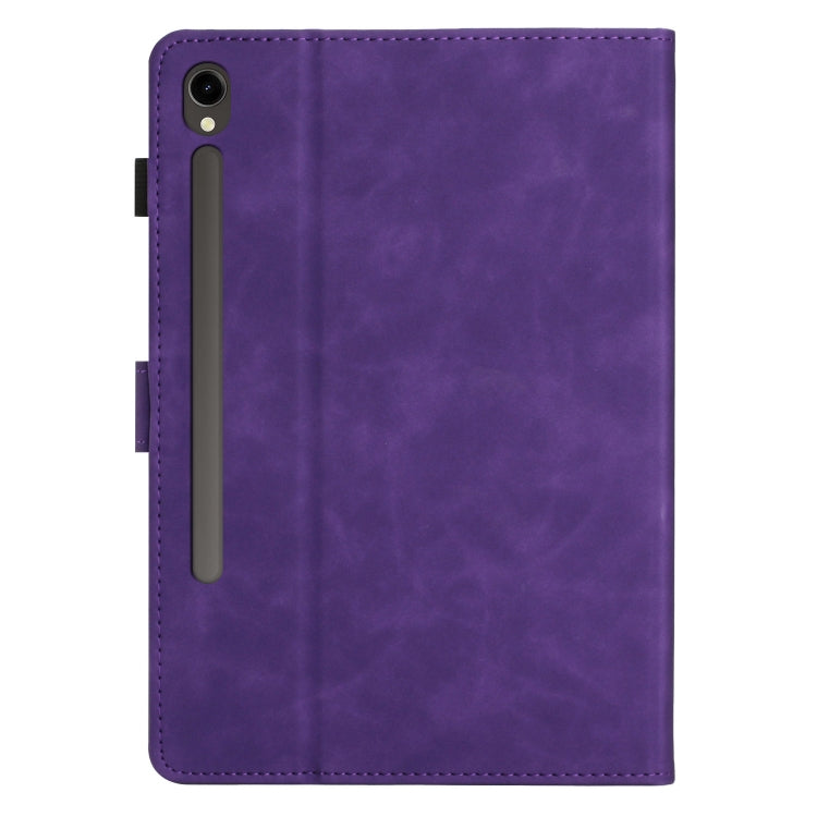 For Samsung Galaxy Tab S9 X710/X716B/X718U Coconut Tree Embossed Smart Leather Tablet Case(Purple) - Galaxy Tab S9 Cases by buy2fix | Online Shopping UK | buy2fix