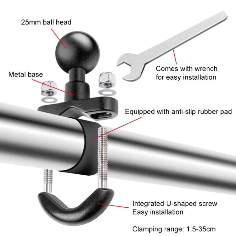 Motorcycle Clamps Handlebar Fixed Mount 3 in 1 U-Type Mount Selfie Stick - Holder by buy2fix | Online Shopping UK | buy2fix