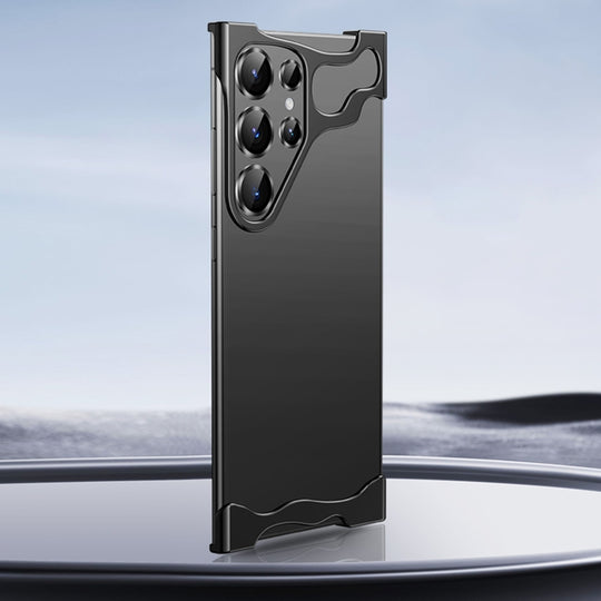 For Samsung Galaxy S24 Ultra 5G Frameless Metal Corner Pad Phone Case with Lens Film(Black)