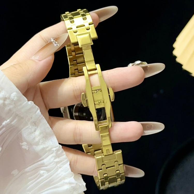 For Apple Watch SE 2023 44mm Double T Stainless Steel Watch Band(Black) by buy2fix