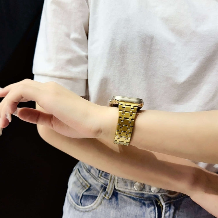 For Apple Watch SE 2023 44mm Double T Stainless Steel Watch Band(Black) by buy2fix