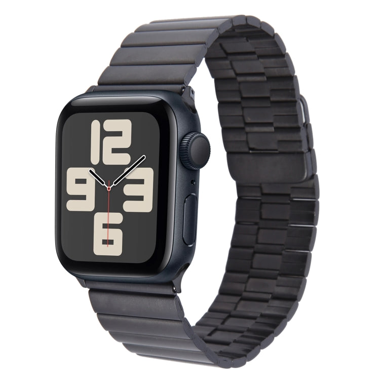 For Apple Watch SE 2023 44mm Bamboo Stainless Steel Magnetic Watch Band(Black) by buy2fix