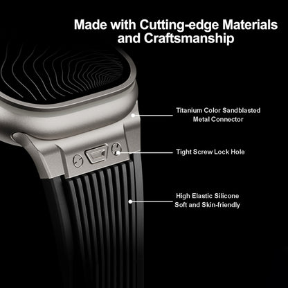 For Apple Watch Ultra 49mm Vertical Texture Titanium Buckle Elastic Silicone Watch Band(Starlight) by buy2fix