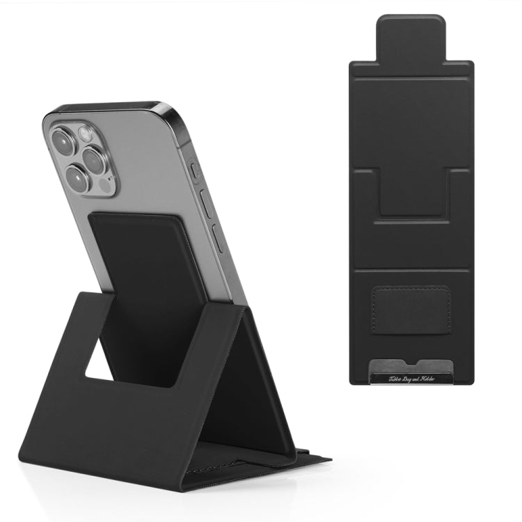 PU Leather Ultra Thin Folding Phone Holder(Black) - Desktop Holder by buy2fix | Online Shopping UK | buy2fix