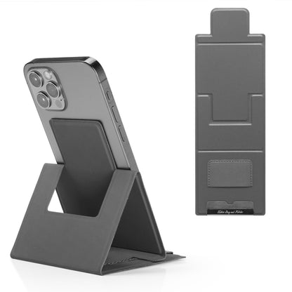 PU Leather Ultra Thin Folding Phone Holder(Grey) - Desktop Holder by buy2fix | Online Shopping UK | buy2fix