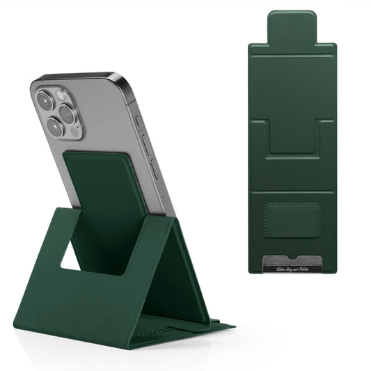 PU Leather Ultra Thin Folding Phone Holder(Dark Green) - Desktop Holder by buy2fix | Online Shopping UK | buy2fix