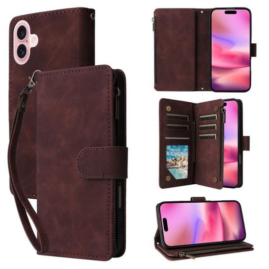 For iPhone 18 / 17 Multifunctional Multi-Card Wallet Phone Leather Case(Coffee)
