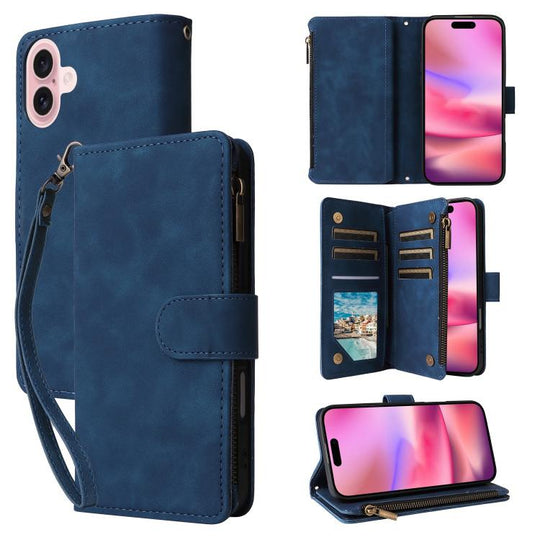 For iPhone 18 / 17 Multifunctional Multi-Card Wallet Phone Leather Case(Blue)