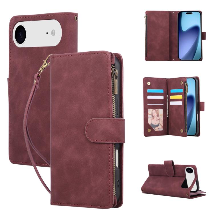 For iPhone Air Multifunctional Multi-Card Wallet Phone Leather Case(Wine Red) - iPhone Air Cases by buy2fix | Online Shopping UK | buy2fix