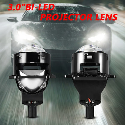 T01 1 Pair 3 inch Car Bifocal LED Lens Headlight, Left Driving (Black) - LED Headlamps by buy2fix | Online Shopping UK | buy2fix