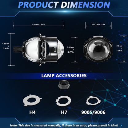 T02 1 Pair 2.5 inch Car Bifocal LED Lens Headlight, Left Driving(Black) - LED Headlamps by buy2fix | Online Shopping UK | buy2fix