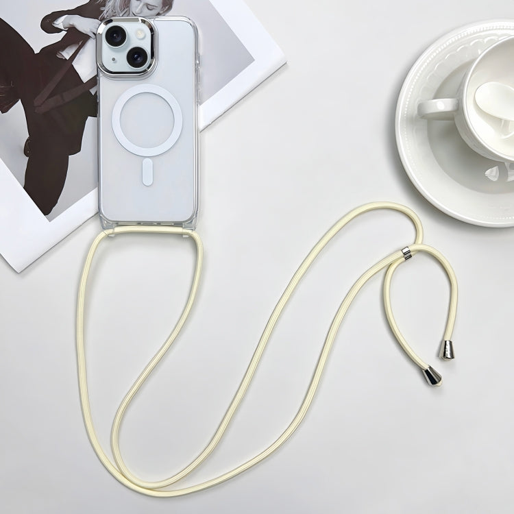 For iPhone 15 Plus MagSafe Magnetic PC + TPU Phone Case with Lanyard(Creamy White) - iPhone 15 Plus Cases by buy2fix | Online Shopping UK | buy2fix