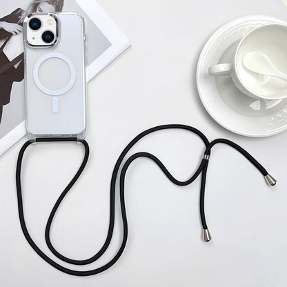 For iPhone 13 MagSafe Magnetic PC + TPU Phone Case with Lanyard(Black) by buy2fix