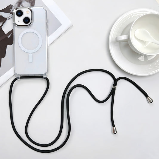 For iPhone 13 MagSafe Magnetic PC + TPU Phone Case with Lanyard(Black) by buy2fix