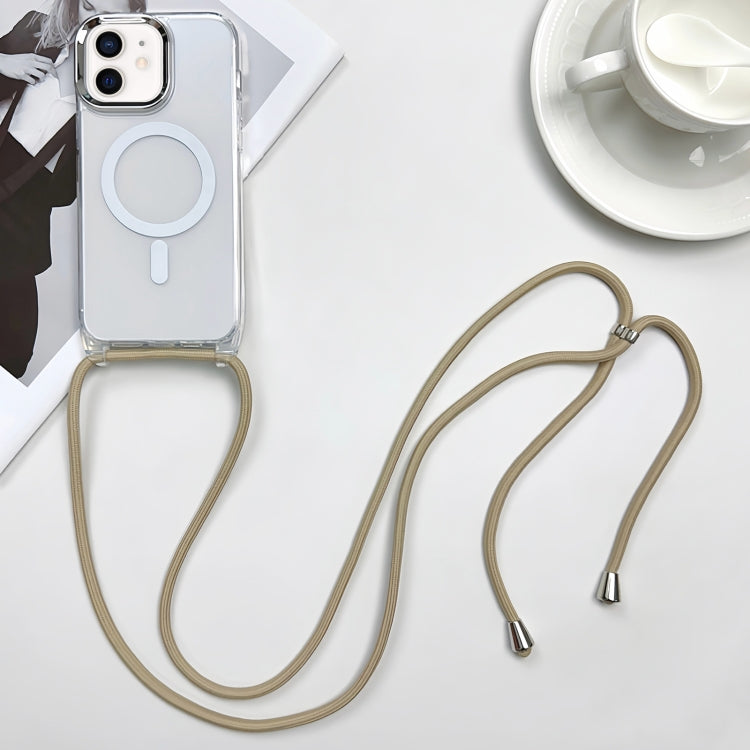 For iPhone 11 MagSafe Magnetic PC + TPU Phone Case with Lanyard(Khaki) by buy2fix