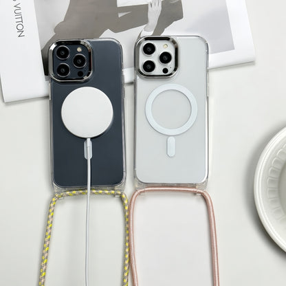 For iPhone 11 MagSafe Magnetic PC + TPU Phone Case with Lanyard(Yellow Pink Grey) by buy2fix
