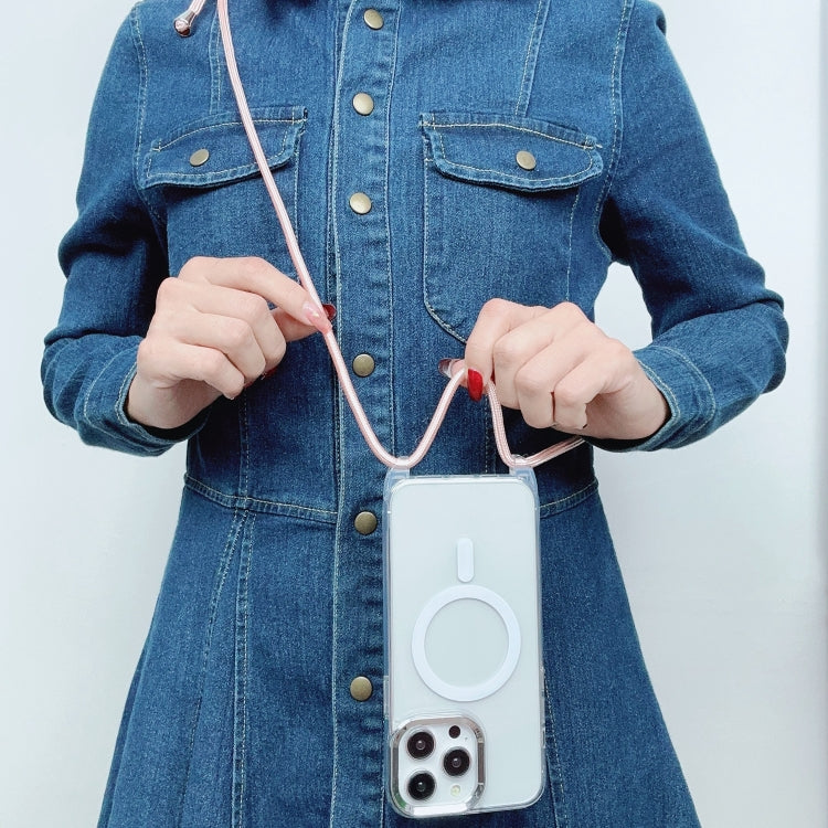 For iPhone 13 Pro MagSafe Magnetic PC + TPU Phone Case with Lanyard(Blueberry Houndstooth) by buy2fix