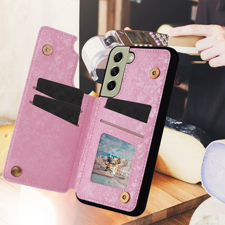 For Samsung Galaxy S21 FE 5G Printed Double Buckle RFID Anti-theft Phone Case(Rose) by buy2fix