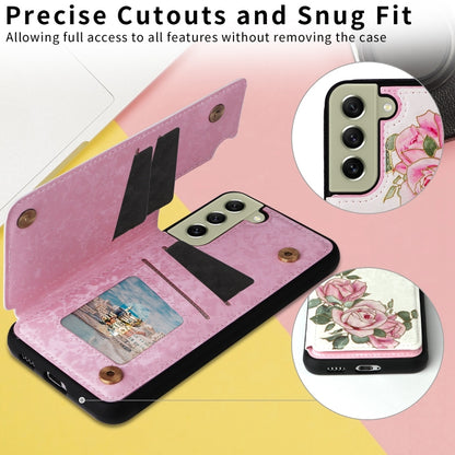 For Samsung Galaxy S21 FE 5G Printed Double Buckle RFID Anti-theft Phone Case(Rose) by buy2fix