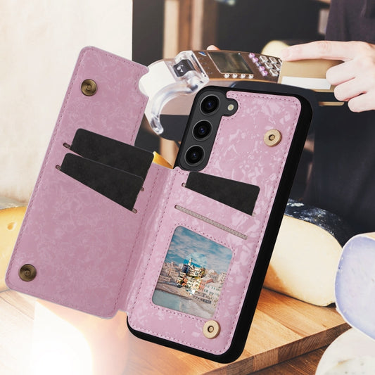 For Samsung Galaxy S23 5G Printed Double Buckle RFID Anti-theft Phone Case(Rose) - Galaxy S23 5G Cases by buy2fix | Online Shopping UK | buy2fix