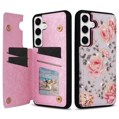 For Samsung Galaxy S25 5G Printed Double Buckle RFID Anti-theft Phone Case(Pastoral Rose) by buy2fix