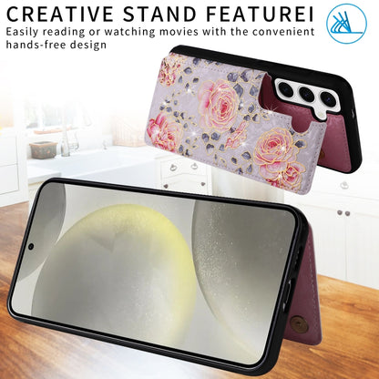 For Samsung Galaxy S25 5G Printed Double Buckle RFID Anti-theft Phone Case(Pastoral Rose) by buy2fix