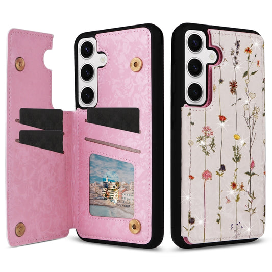 For Samsung Galaxy S25 5G Printed Double Buckle RFID Anti-theft Phone Case(Dried Flower World) by buy2fix