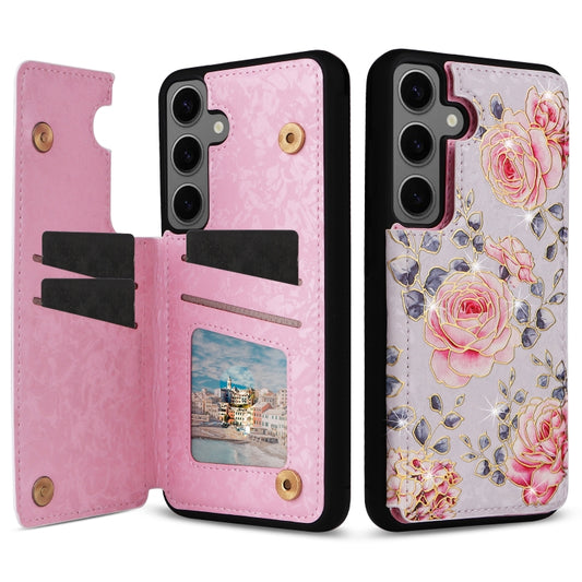 For Samsung Galaxy S25+ 5G Printed Double Buckle RFID Anti-theft Phone Case(Pastoral Rose) by buy2fix