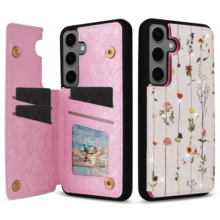 For Samsung Galaxy S25+ 5G Printed Double Buckle RFID Anti-theft Phone Case(Dried Flower World) by buy2fix